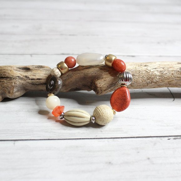 Handcrafted Women's Beaded Elastic Stretch Bracelet Artisan Jewelry - Picture 1 of 6